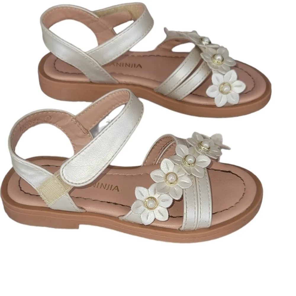 Girls Summer Flowers and Beaded Sandals